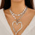 Oversized Double Layer Love Heart Pendant Necklace for Women