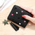 Cute Heart Embroidery Mini Wallet for Women with Star Tassel Charm