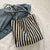 Spacious Striped Canvas Shoulder Bag for Casual Everyday