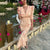 Vintage-inspired Elegant Flower Print Deep V-Neck Maxi Dress