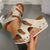 Women's Cork-Textured Sole Wedge Sandals with Double Buckle Straps
