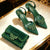 Glistening Rhinestone High-Heel Sandals and Matching Bag Set