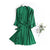 Women's Plain Color 3/4 Sleeve Belted Faux Silk Bathrobe