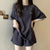 Loose Preppy Short Sleeve T-shirt and Shorts Matching Set