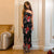 Beautiful Flower Pattern Spaghetti Strap Curve-Hugging Maxi Dress