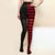 Women's Elastic High Waist Tights with Bold Stripe Design