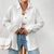Textured Button-Down White Long Sleeve Shirt for Women