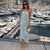 Abstract Geometric Pattern Spaghetti Strap Maxi Dress with Front Slit