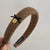 Textured Knitted Headbands with Small Black Bow and Gold-tone Charm