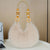 Fluffy Faux Fur Shoulder Bags with Wooden Beaded Handle