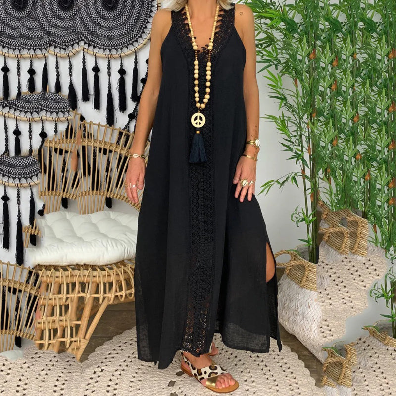 Sheer Lace V-neck Sleeveless Women's Plus Size Maxi Dress – Boots N Bags  Heaven