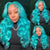 Vibrant Aqua Blue Color Straight and Wavy Texture Hair Wigs