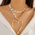 Oversized Double Layer Love Heart Pendant Necklace for Women
