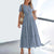 Summer Casual Short Sleeve Swing Dress with Elastic Waist