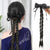 Stylish 18-inch Bow Claw Clip Ponytail with Double Twist Long Braid