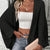 Women's Open-Front Crochet Knit Kimono Cardigan in Solid Colors