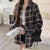 Women's Long Sleeve Collared Button Up Oversized Plaid Flannel Shirt
