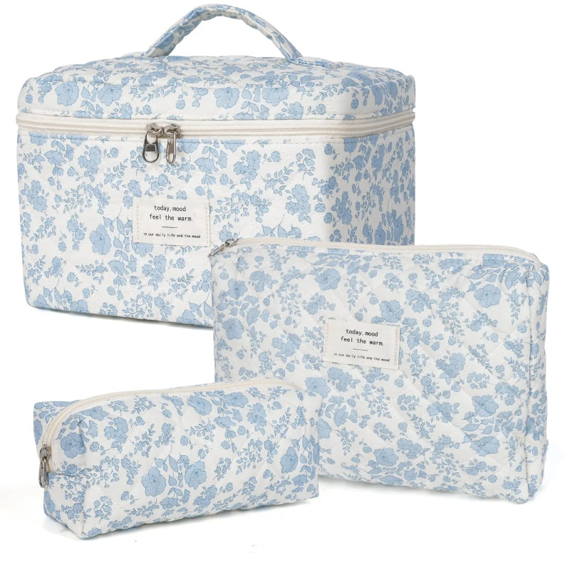 Travel-Friendly 3-Piece Makeup Bag Set with Zipper Closure – Boots N Bags Heaven