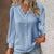 Summer Fashion Women's Hollow Lace Patchwork V-Neck Long Sleeve Blouse