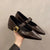 Sleek Pointed-Toe Block Heel Pumps with Gold Buckle Strap for Women