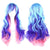 Multi-Colored Ombre Rainbow Wigs with Lush Curls and Bangs