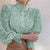 Women’s Classy Hollow-Out Flower Lace Stand Collar Long Sleeve Blouse