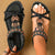 Vintage-Style Bohemian Flat Sandals with Rhinestone and Beaded Accents