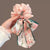 Adorable Bow Design with Floral Pattern Hair Scrunchie