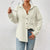 Textured Button-Down White Long Sleeve Shirt for Women
