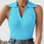 Solid Color Women's Summer Knit Collared Sleeveless Tank Top