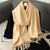 Warm and Stylish Solid Color Winter Wrap Scarf with Tassels