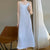 Glossy Silk Fashion Spaghetti Strap Mid-Calf Dresses