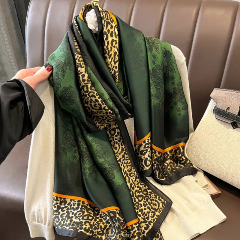 Luxurious Peacock Scarf | Floral Silk Scarf | Silk Scarf for