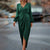 Elegant Women's Deep V-neck Puffed Long Sleeve Evening Dress