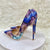 Blue Gradient Snake Print High Heel Pump Heels