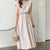 Casual Summer Solid Color Round Neck Midi Dress with Waist Tie