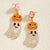 Spooky Halloween Ghost and Pumpkin Design Drop Earrings