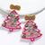 Women's Pink Theme Hand-Beading Christmas Tree Earrings