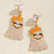 Spooky Halloween Ghost and Pumpkin Design Drop Earrings