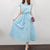 Casual Summer Solid Color Round Neck Midi Dress with Waist Tie