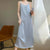 Glossy Silk Fashion Spaghetti Strap Mid-Calf Dresses