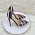 Genuine Leather Retro Stripes Stiletto Pumps