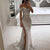 Sequined Off-shoulder High Split Floor-length Evening Dress