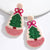 Women's Pink Theme Hand-Beading Christmas Tree Earrings