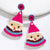 Women's Pink Theme Hand-Beading Christmas Tree Earrings