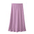 Chic Women's Elastic High Waist Solid Color Satin Midi Skirt