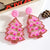 Women's Pink Theme Hand-Beading Christmas Tree Earrings