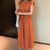 Casual Summer Solid Color Round Neck Midi Dress with Waist Tie