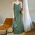Glossy Silk Fashion Spaghetti Strap Mid-Calf Dresses