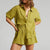 Summer Button Shirt Cover-up with High-waist Shorts Sets